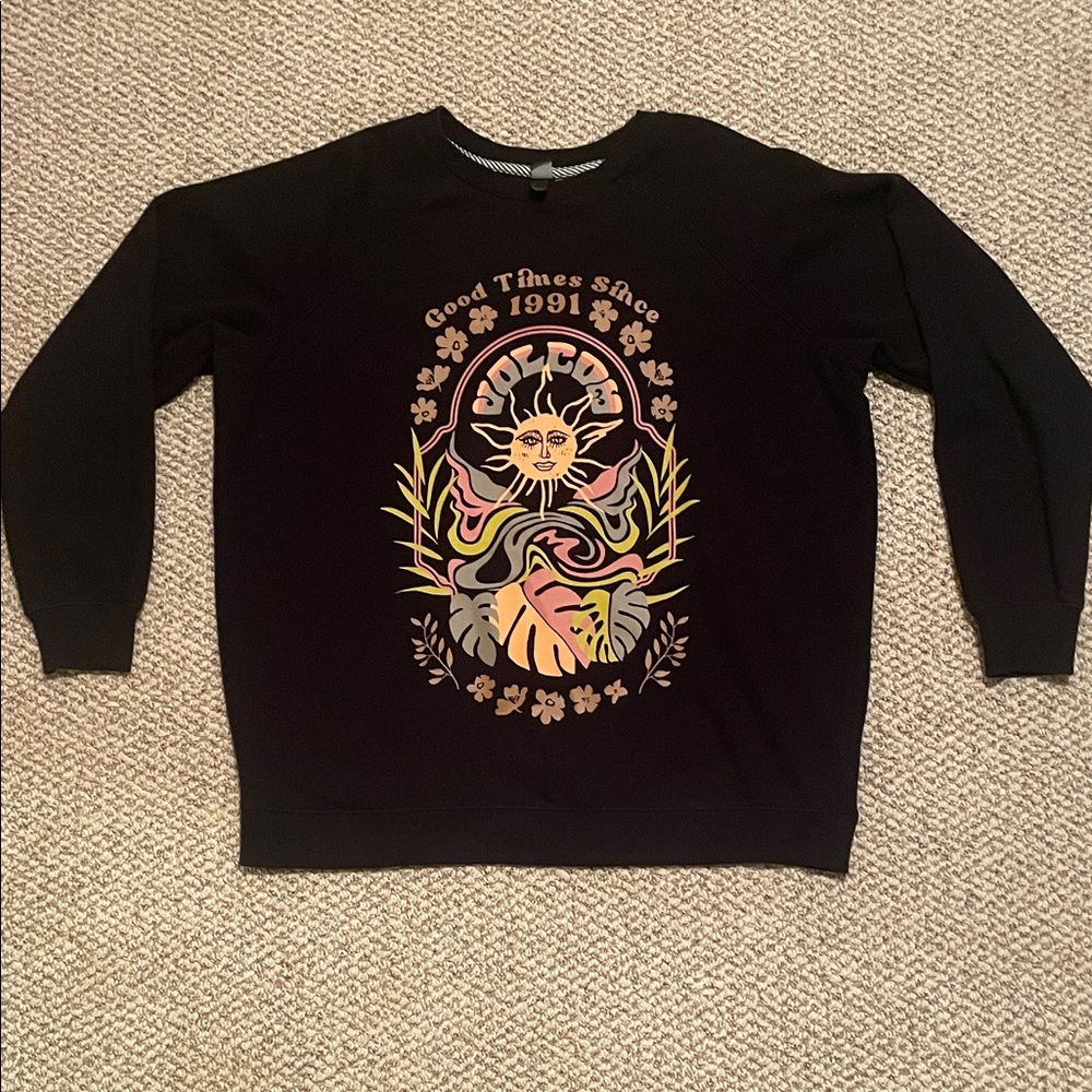 Volcom Black Graphic Crew Neck Sweater
